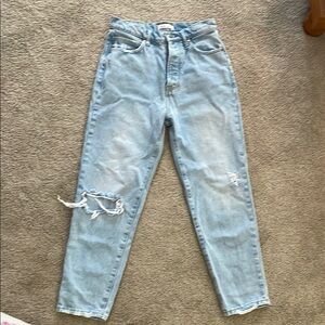Betro Simone Lindsay Straight Leg High Rise Blue Jeans with Vintage Distressing